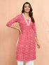 Women's Red Bandhani Print Cambric Kurta