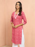 Women's Red Bandhani Print Cambric Kurta
