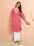 Women's Red Bandhani Print Cambric Kurta