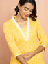 Women's Yellow Bandhani Print Cambric Kurta