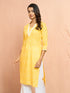 Women's Yellow Bandhani Print Cambric Kurta