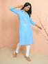 Women's Aqua Cotton Dobby Kurta