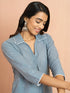 Women's Grey Cotton Dobby Kurta