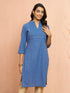 Women's Blue Cotton Lurex Dobby Kurta
