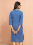 Women's Blue Cotton Lurex Dobby Kurta