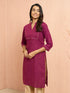 Women's Wine Cotton Lurex Dobby Kurta