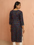 Women's Navy Blue Patola Print Foil Kurta