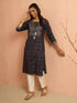 Women's Navy Blue Patola Print Foil Kurta