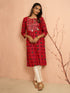 Women's Red Patola Print Foil Kurta