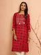 Women's Red Patola Print Foil Kurta