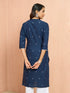 Women's Navy Blue Jamdani Jacquard Kurta