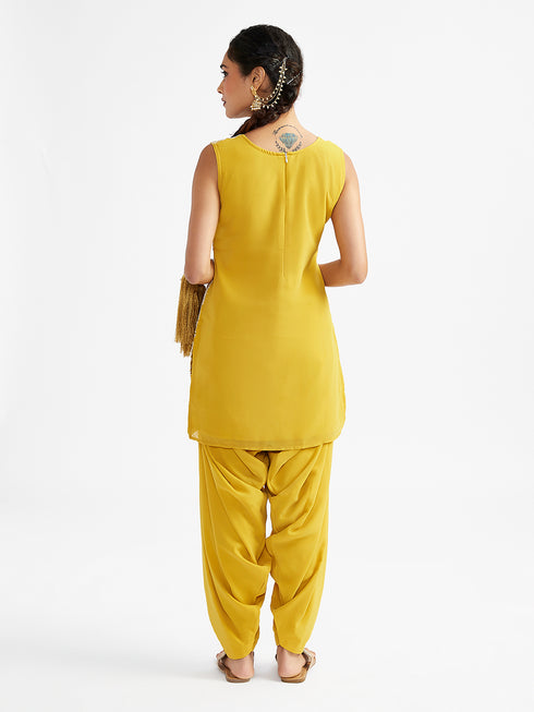 Women's Mustard Kurta Patiala Set