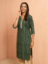 Women's Green Bandhani Foil Print Rayon Kurta