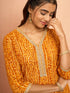Women's Mustard Bandhani Foil Print Rayon Kurta