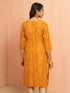 Women's Mustard Bandhani Foil Print Rayon Kurta