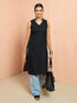 Women's Black Moonlight Jacquard Kurta