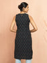 Women's Black Cotton Ikkat Sleeveless Kurta