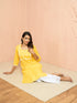 Women's Yellow Lehariya Print Embroidered Kurta