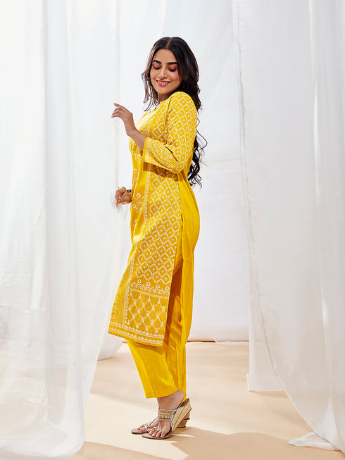 Women's Mustard Kurta Set