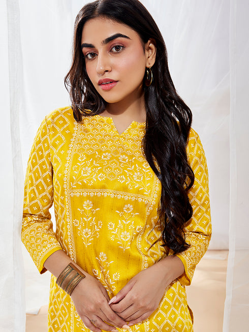 Women's Mustard Kurta Set