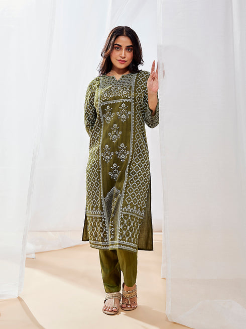 Women's Mehendi Kurta Set