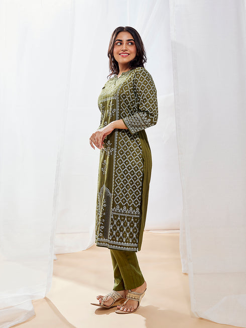Women's Mehendi Kurta Set