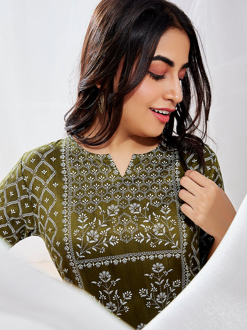 Women's Mehendi Kurta Set