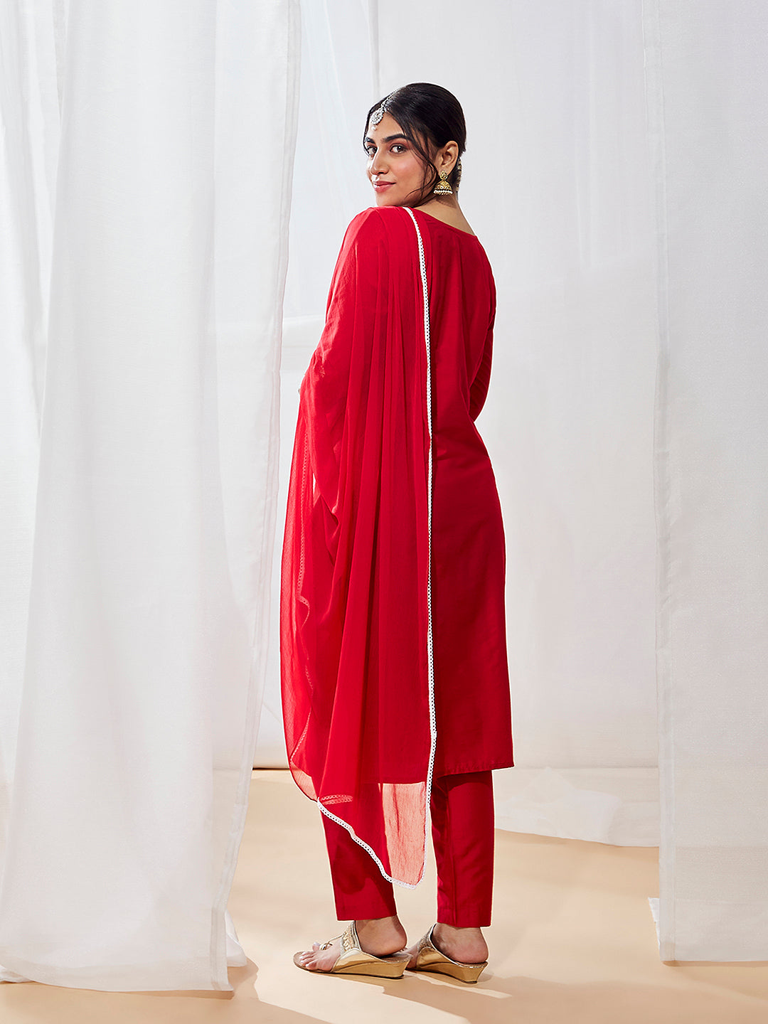 Women's Red Kurta Set