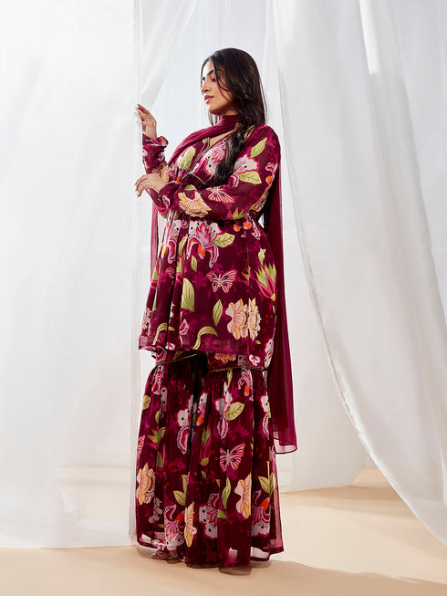 Women's Wine Kurta Set