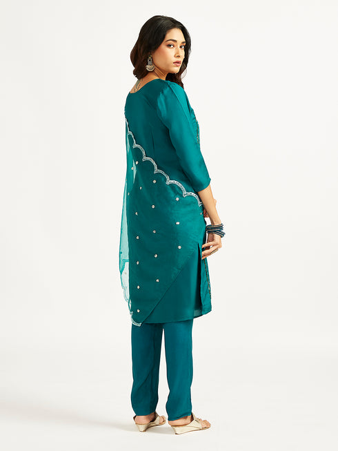 Women's Bottle Green Kurta Set
