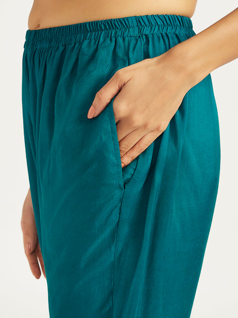 Women's Bottle Green Kurta Set