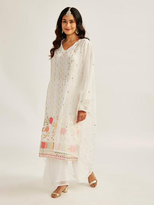 Women's White Kurta Set