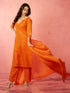 Women's Orange Chanderi Straight Kurta Set