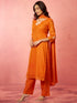 Women's Orange Chanderi Straight Kurta Set