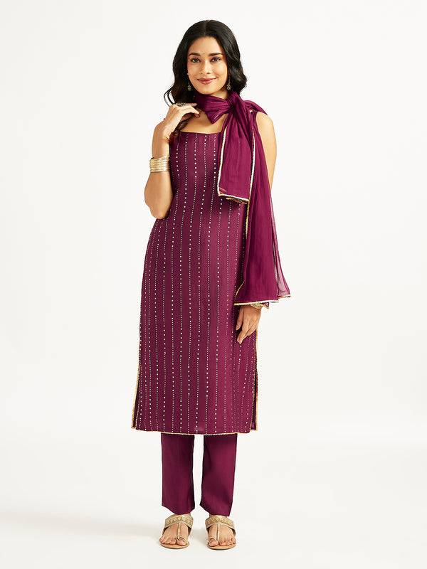 Women's Wine Kurta Set