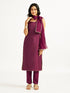 Women's Wine Kurta Set