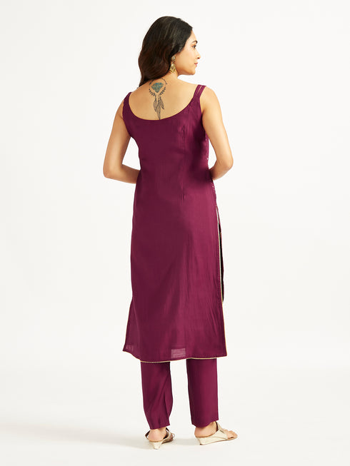 Women's Wine Kurta Set