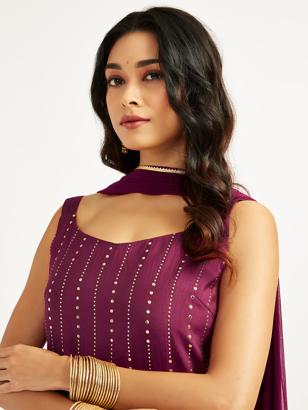Women's Wine Kurta Set