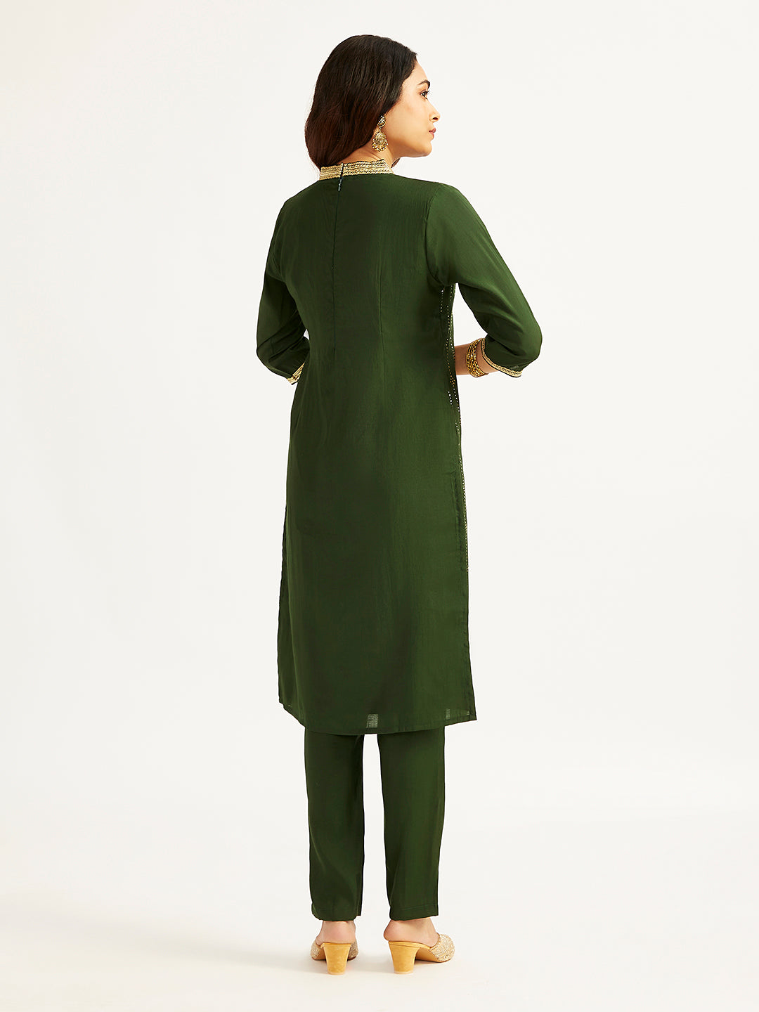 Women's Bottle Green Kurta Set