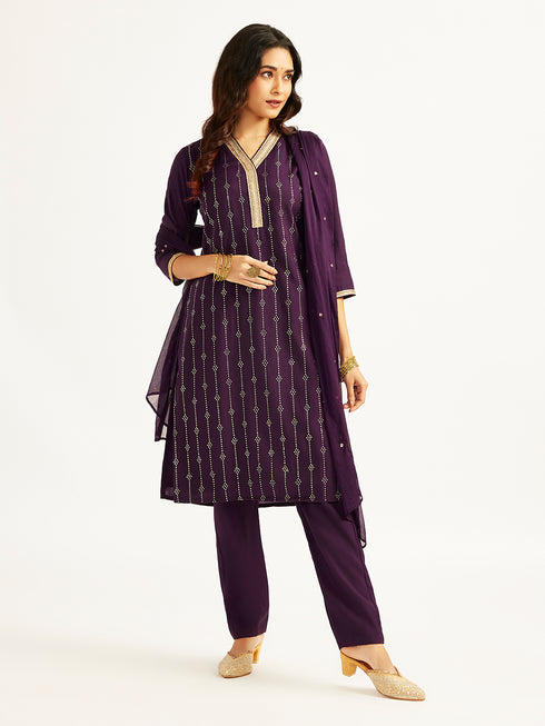 Women's Purple Kurta Set