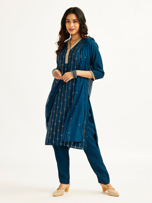 Women's Turquoise Kurta Set
