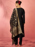 Women's Black Cotton Straight Kurta Set