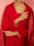 Women's Red Cotton Straight Kurta Set