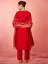 Women's Red Cotton Straight Kurta Set