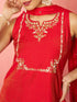 Women's Red Cotton Kurta Sharara Set
