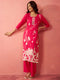 Women's Pink Rayon Mirror Work Kurta Set with Palazzo