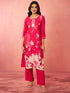 Women's Pink Rayon Mirror Work Kurta Set with Palazzo