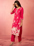 Women's Pink Rayon Mirror Work Kurta Set with Palazzo