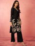 Women's Black Rayon Mirror Work Kurta Set with Flare Pants