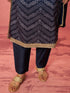 Women's Blue Muslin Bandhani Kurta Set with Straight Pants & Dupatta